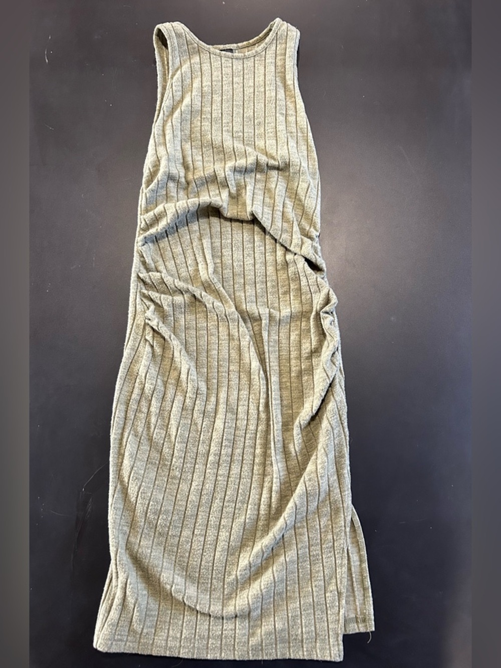 SHEIN Olive Ribbed Maxi Sleeveless Dress